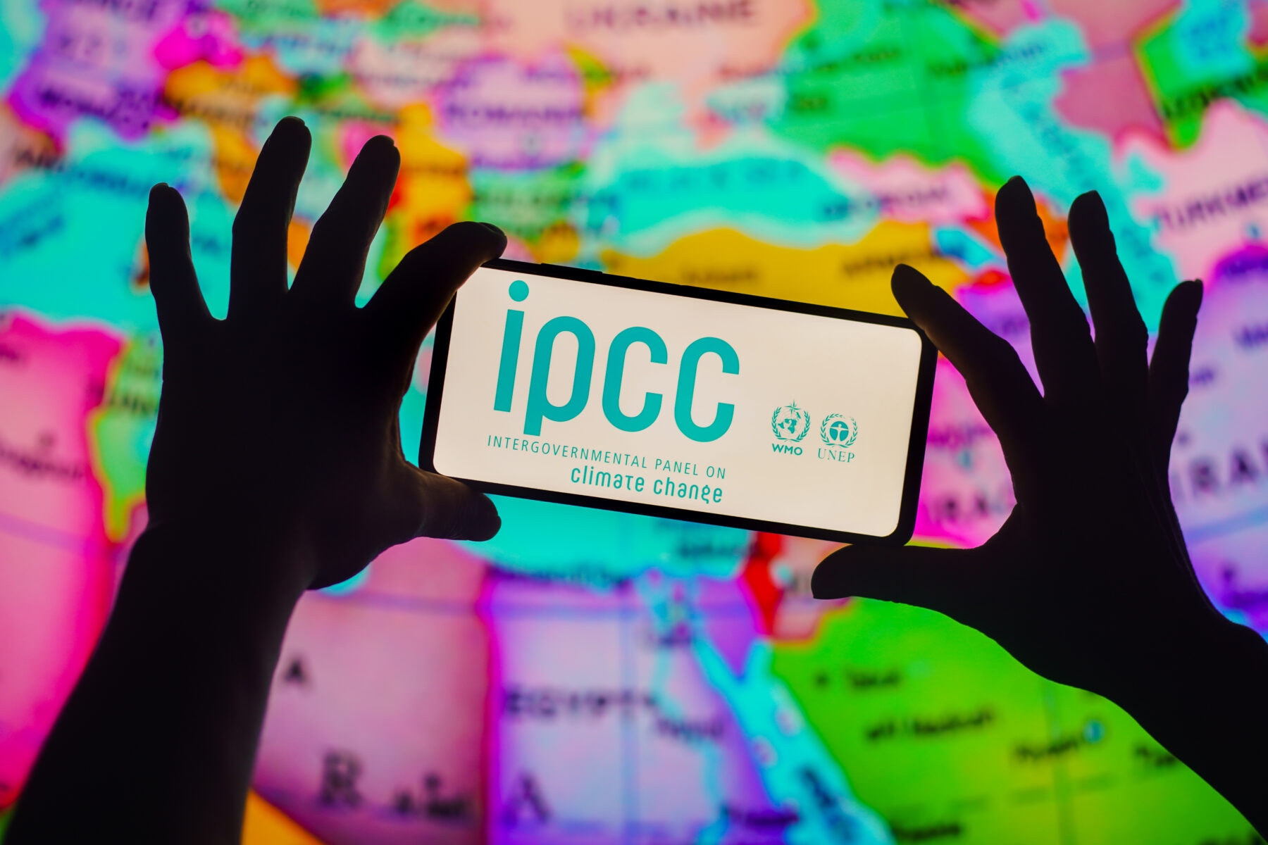 In this photo illustration, the Intergovernmental Panel on Climate Change (IPCC) logo seen displayed on a smartphone.