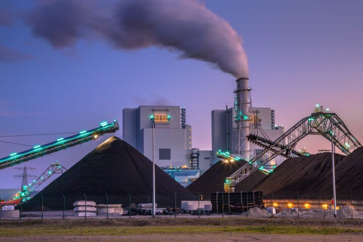 An industrial complex at dusk